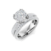 2ct Round Diamond Cluster Ring with Split Pavé Band in 10K/14K gold and platinum with certified lab-grown or natural diamonds
