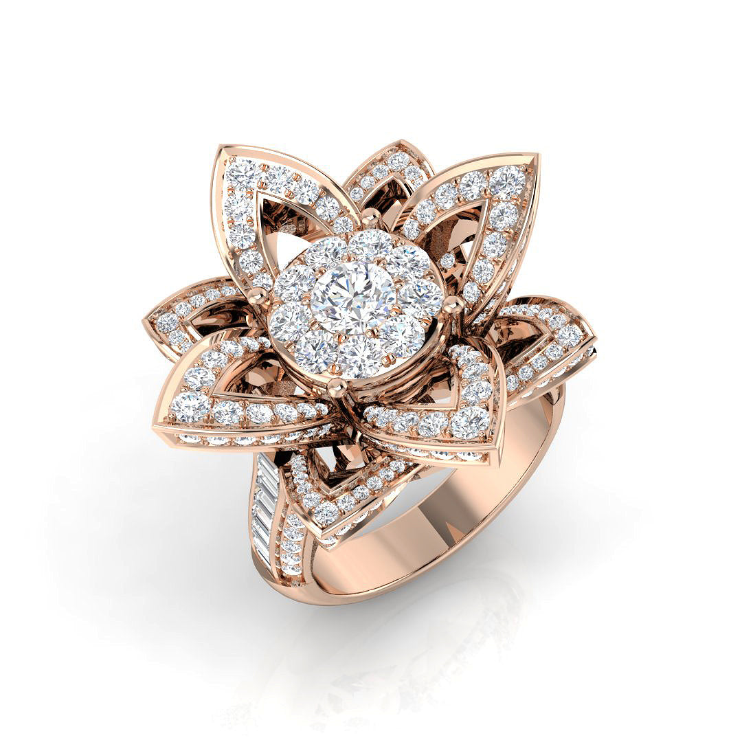 Floral Diamond Cluster Ring 2.25ct in 10K/14K gold and platinum with certified lab-grown or natural diamonds
