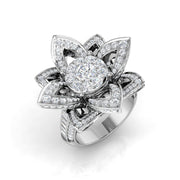 Floral Diamond Cluster Ring 2.25ct in 10K/14K gold and platinum with certified lab-grown or natural diamonds