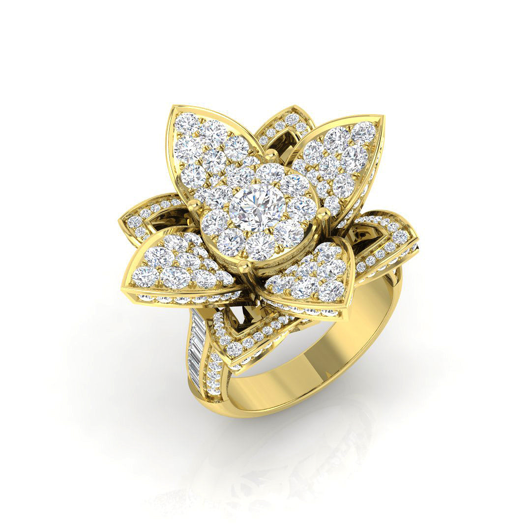 Floral Cluster Diamond Statement Ring 3ct in 10K/14K gold and platinum with certified lab-grown or natural diamonds