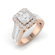 Diamond Bloomkbury Baguette & Brilliant Ring in 10K/14K gold and platinum with certified lab-grown or natural diamonds