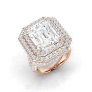 Emerald Cut Diamond Multi Halo Statement Ring 13ct in 10K/14K gold and platinum with certified lab-grown or natural diamonds