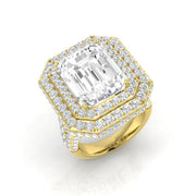 Emerald Cut Diamond Multi Halo Statement Ring 13ct in 10K/14K gold and platinum with certified lab-grown or natural diamonds