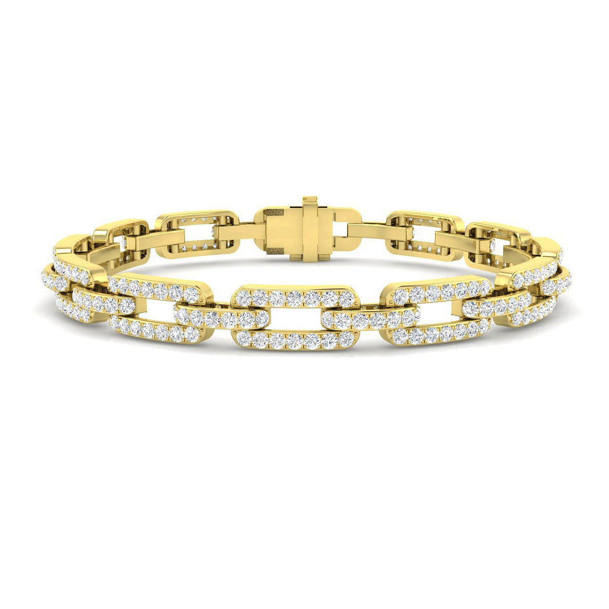 Luxury Natural Round Cut Diamond Paperclip Link Bracelet with Box Clasp in 10K/14K gold and platinum with certified lab-grown or natural diamonds