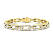 Luxury Natural Round Cut Diamond Paperclip Link Bracelet with Box Clasp in 10K/14K gold and platinum with certified lab-grown or natural diamonds