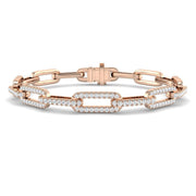 Pave Round Cut Lab Grown Diamond Paperclip Style Bracelet with Box Clasp in 10K/14K gold and platinum with certified lab-grown or natural diamonds