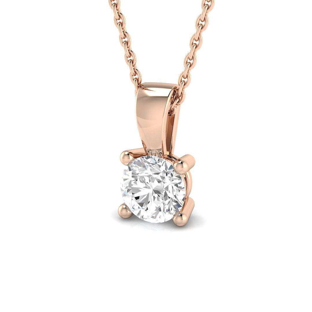 Lab Grown Round Diamond Solitaire Pendant in 10K/14K gold and platinum with certified lab-grown or natural diamonds