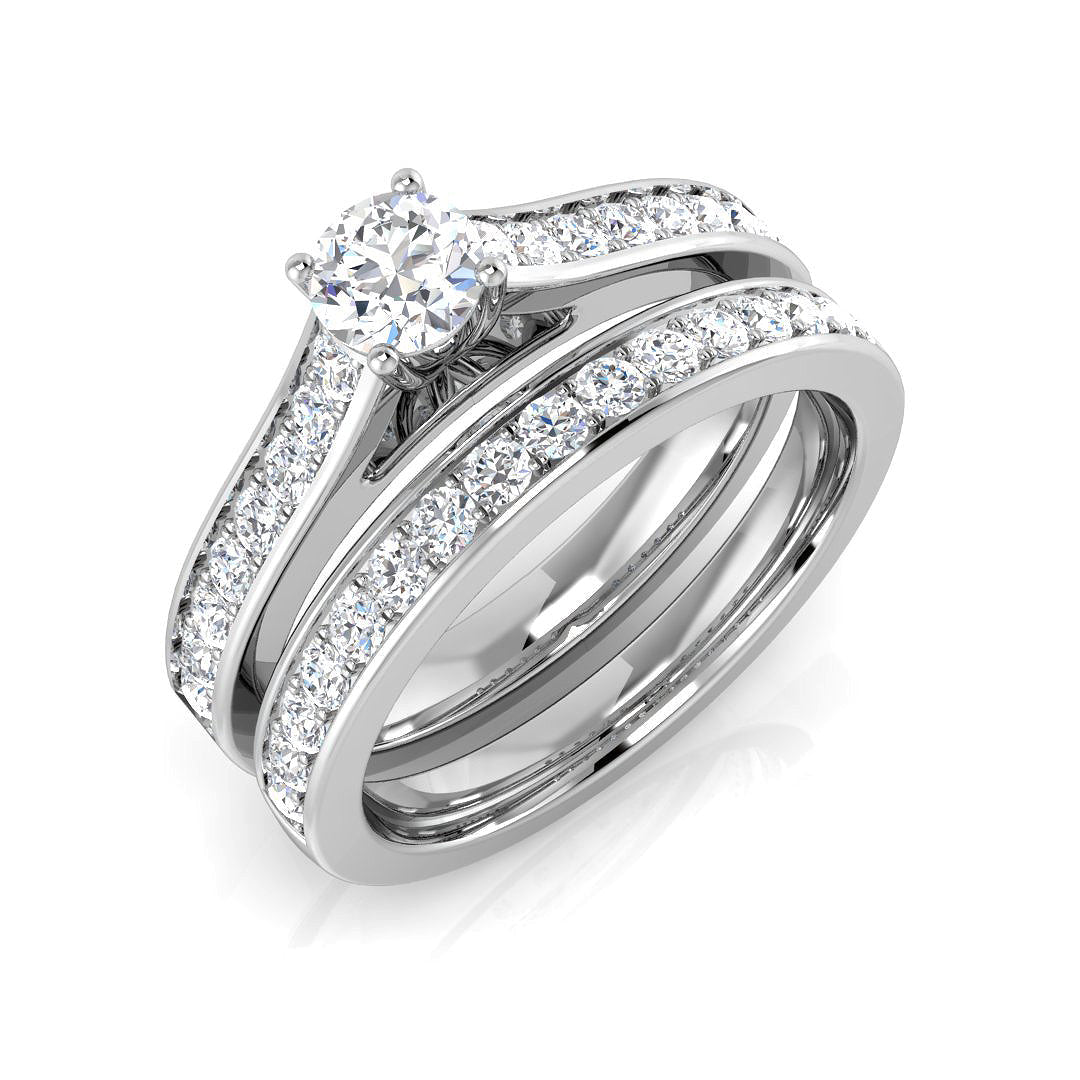 Lab-Grown Diamond Round Diamond Wedding Set in 10K/14K gold and platinum with certified lab-grown or natural diamonds