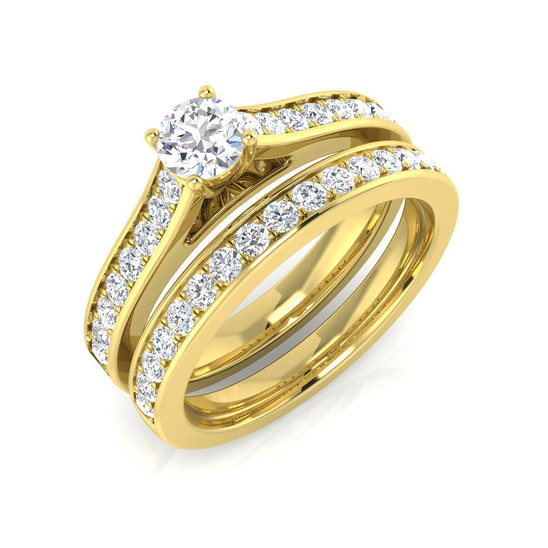 Lab-Grown Diamond Round Diamond Wedding Set in 10K/14K gold and platinum with certified lab-grown or natural diamonds