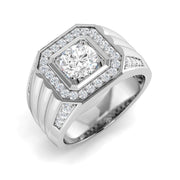 Men’s Square Diamond Halo Ring in in 10K/14K gold and platinum with certified lab-grown or natural diamonds