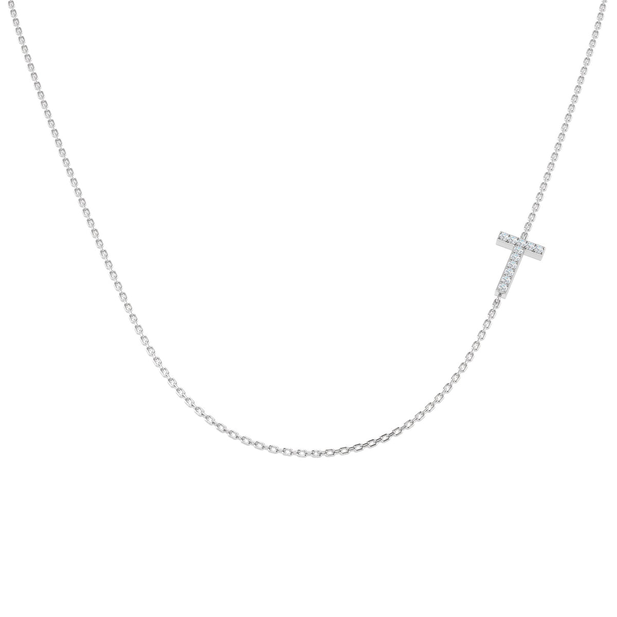 Paved Initial Diamond Pendant in 10K/14K gold and platinum with certified lab-grown or natural diamonds