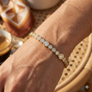 Natural Round Bezel Set Diamond Octagon Tennis Bracelet with Box Clasp in 10K/14K gold and platinum with certified lab-grown or natural diamonds