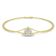 Lab Grown Diamond Triangle Halo Double Chain Bracelet with Lobster Clasp in 10K/14K gold and platinum with certified lab-grown or natural diamonds