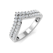 Double Row Diamond Wishbone Ring in 10K/14K gold and platinum with certified lab-grown or natural diamonds
