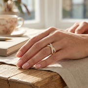 Criss-Cross Pave Ring with Round Cut Lab Grown Diamonds in 10K/14K gold and platinum with certified lab-grown or natural diamonds