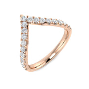 High Set V Shape Diamond Chevron Ring in 10K/14K gold and platinum with certified lab-grown or natural diamonds