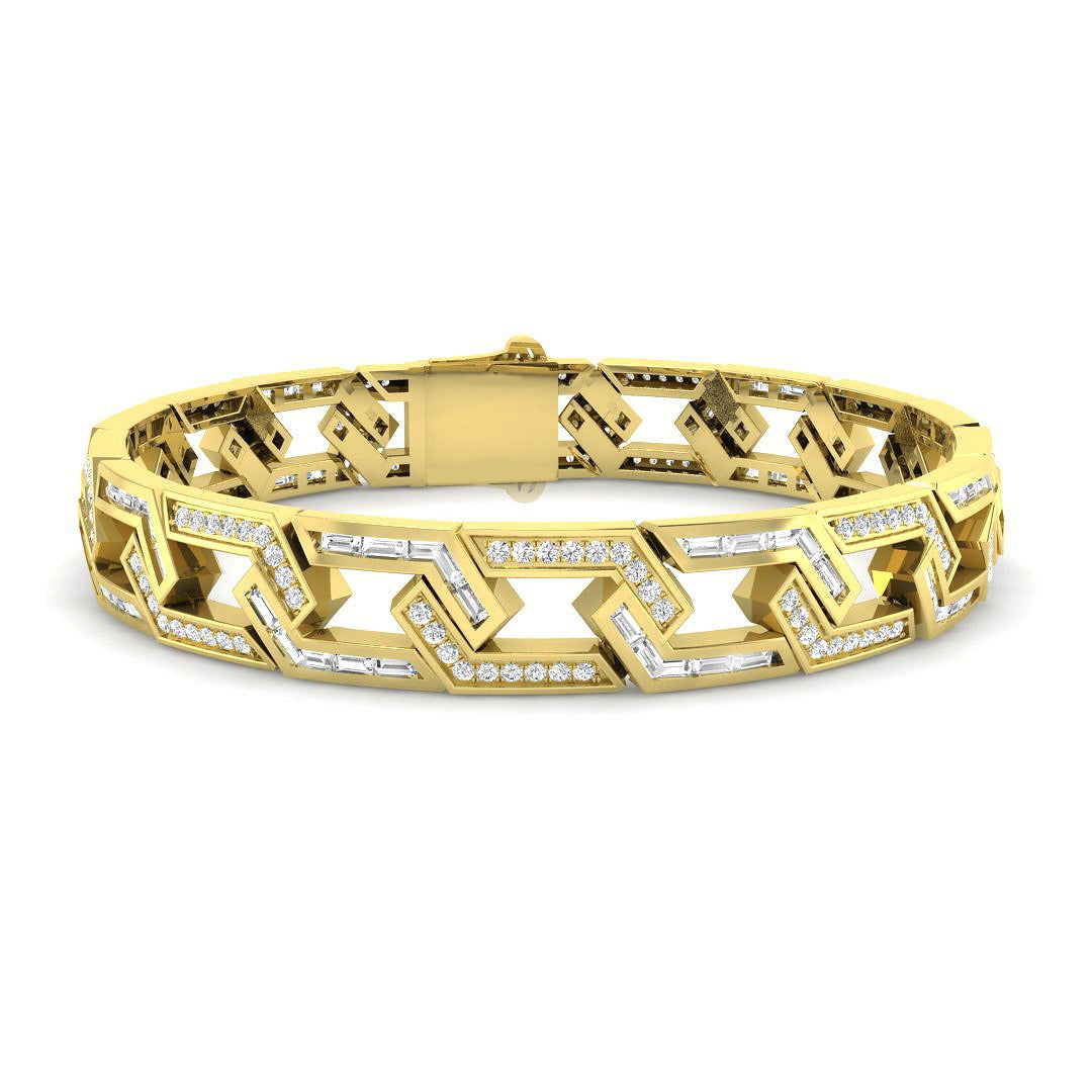 Luxury Art Deco Natural Diamond Link Bracelet with Box Clasp in 10K/14K gold and platinum with certified lab-grown or natural diamonds