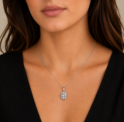 Vintage Round Diamond Oval Pendant With Floral Design Without Chain in 10K/14K gold and platinum with certified lab-grown or natural diamonds