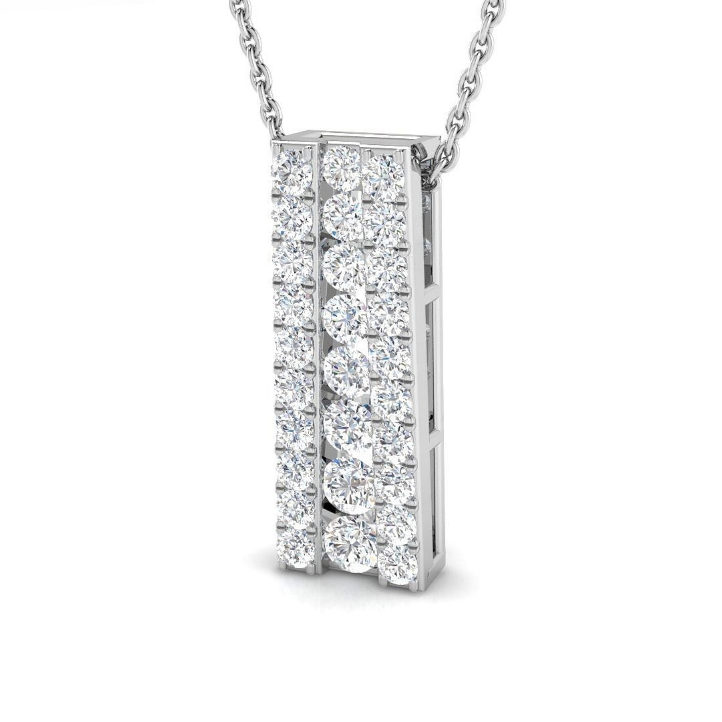 Diamond Bar Pendant Vertical Multi Row Cluster Design in Gold & in 10K/14K gold and platinum with certified lab-grown or natural diamonds
