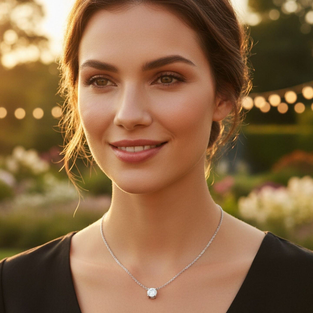 Floating Round Diamond Pendant Without Chain in in 10K/14K gold and platinum with certified lab-grown or natural diamonds