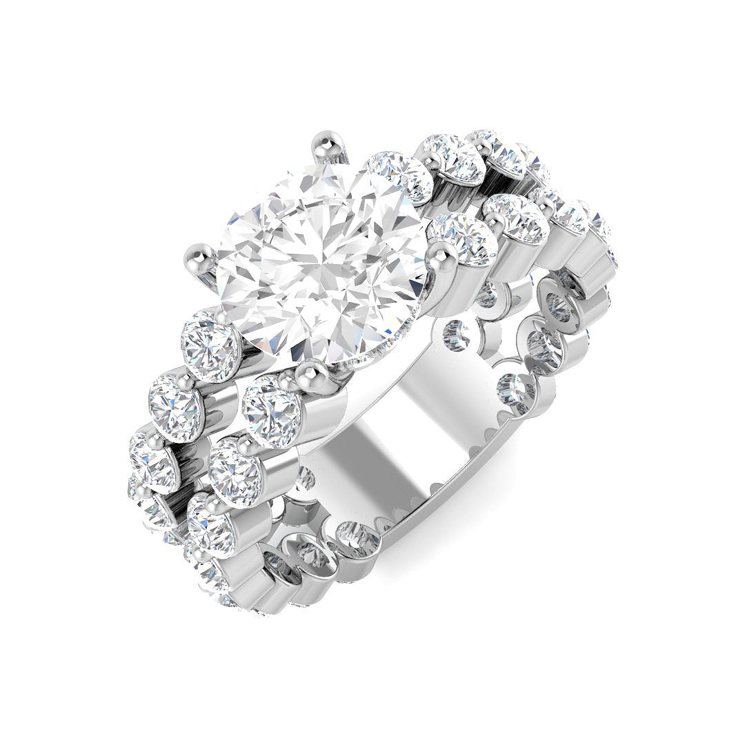 Double-Row Round Diamond Statement Ring in 10K/14K gold and platinum with certified lab-grown or natural diamonds