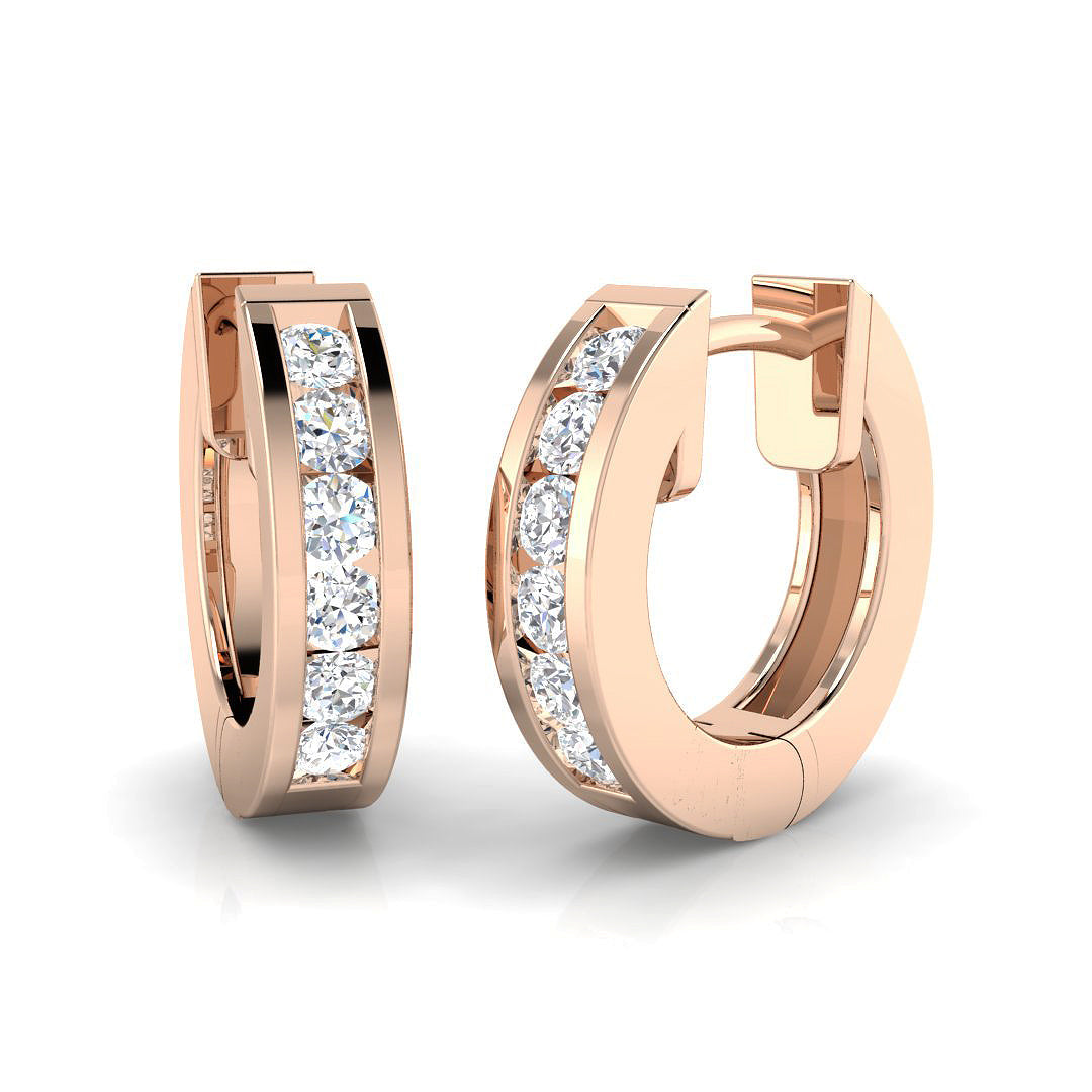 Elegant 0.33 Ct Round Diamond Hoop Earrings in 10K/14K gold and platinum with certified lab-grown or natural diamonds
