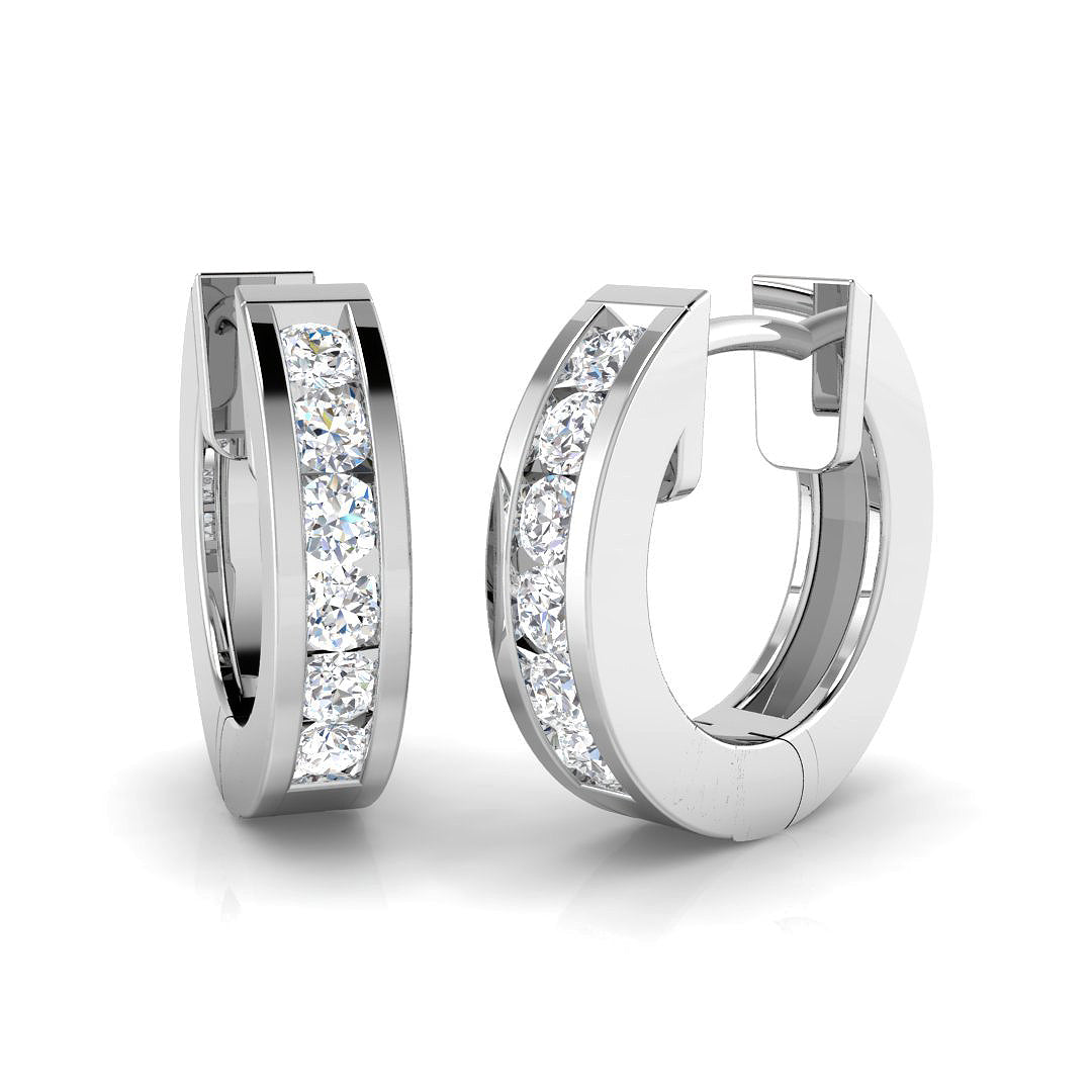 Elegant 0.33 Ct Round Diamond Hoop Earrings in 10K/14K gold and platinum with certified lab-grown or natural diamonds