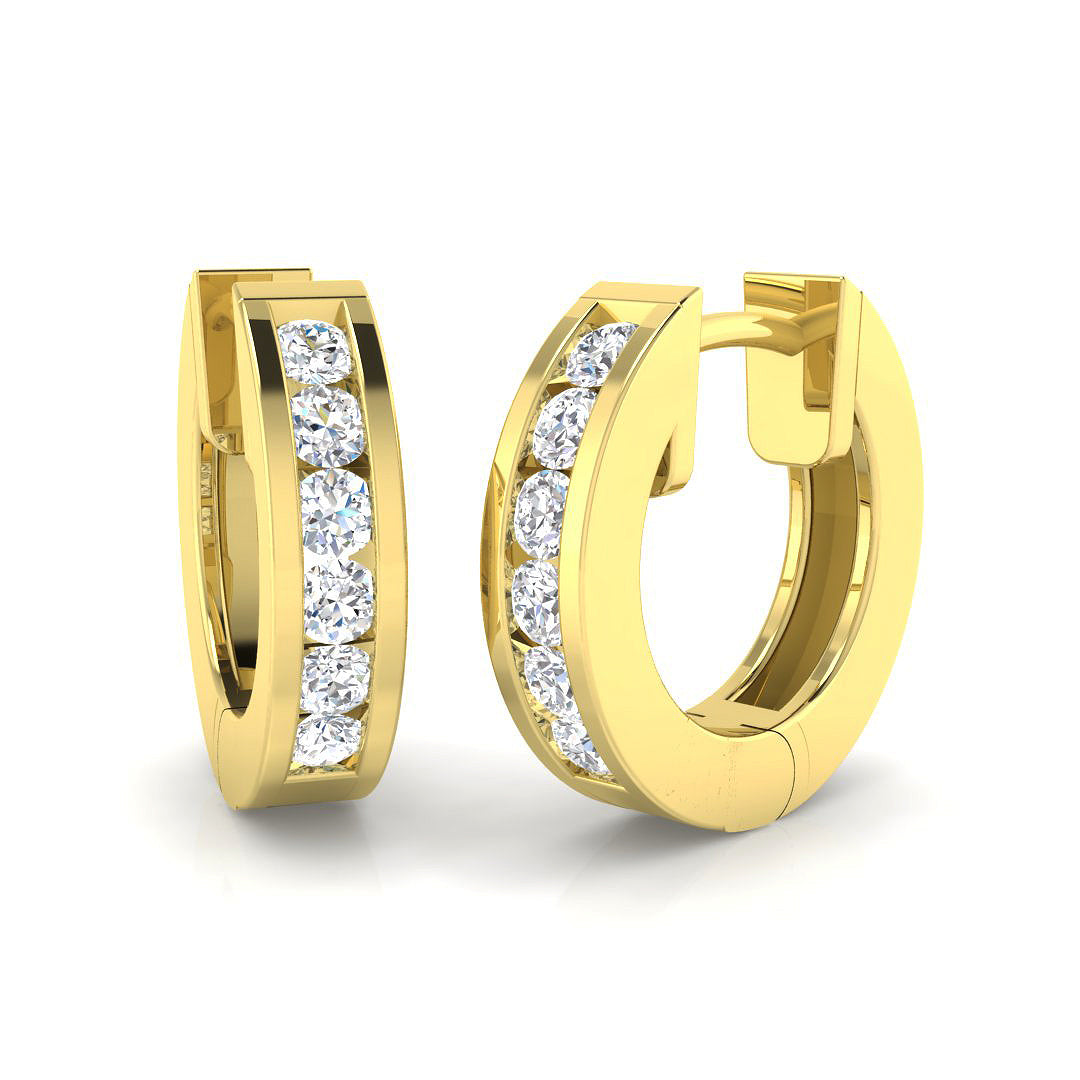 Elegant 0.33 Ct Round Diamond Hoop Earrings in 10K/14K gold and platinum with certified lab-grown or natural diamonds