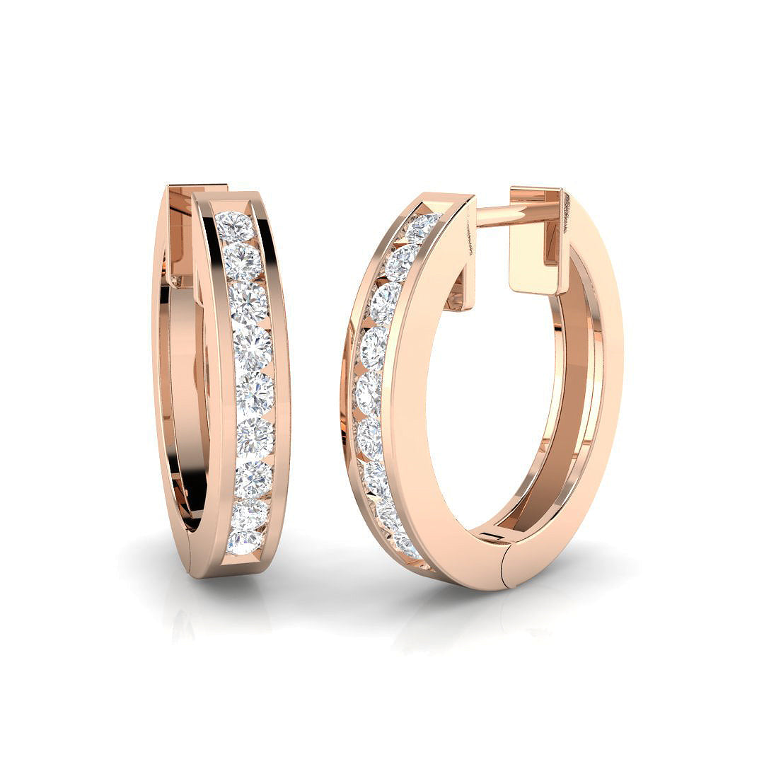 0.33 Ct Round Diamond Hoop Earrings in 10K/14K gold and platinum with certified lab-grown or natural diamonds