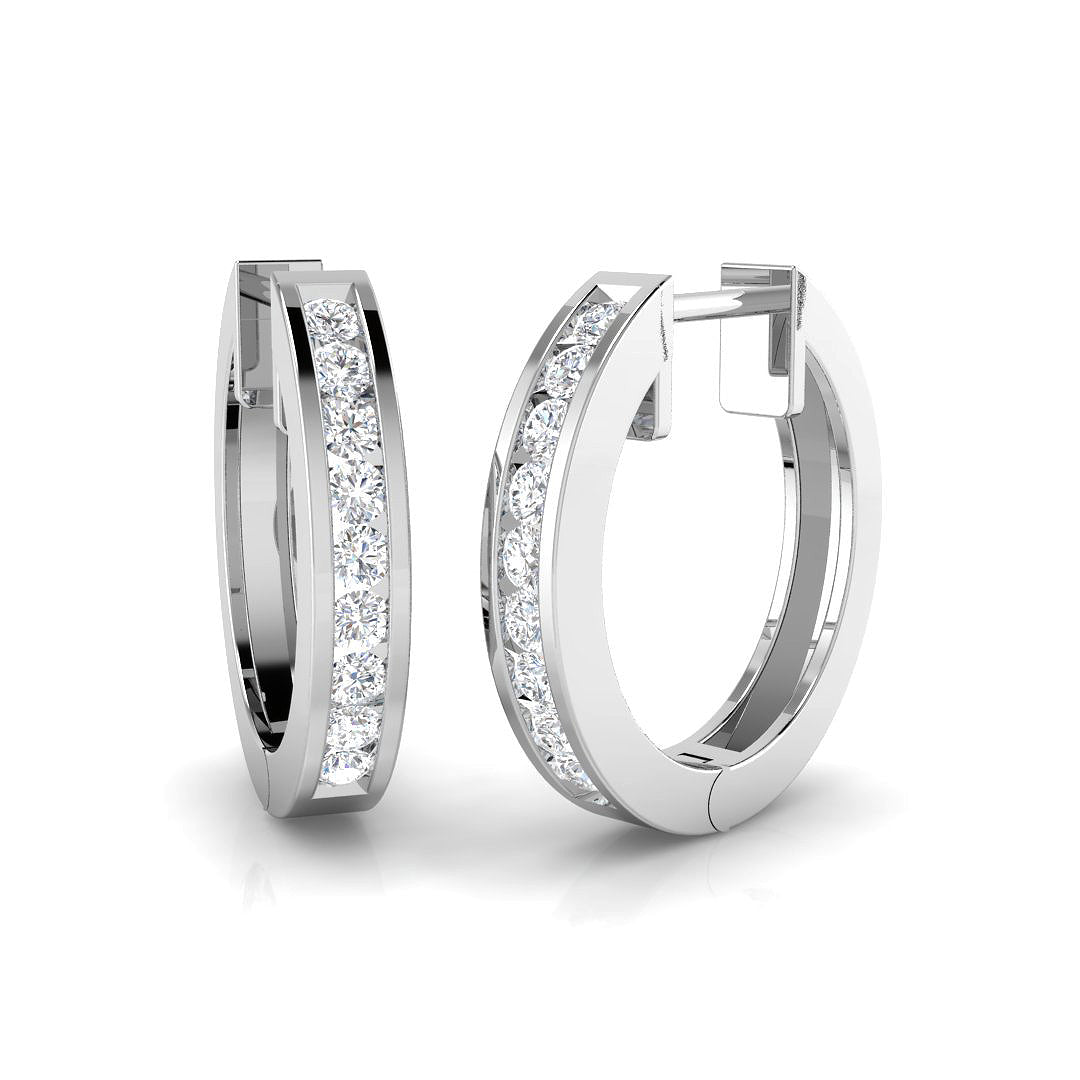 0.33 Ct Round Diamond Hoop Earrings in 10K/14K gold and platinum with certified lab-grown or natural diamonds