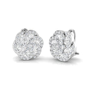 Stud Earrings with Flower Swirl Diamond Cluster - 1.25ct in 10K/14K gold and platinum with certified lab-grown or natural diamonds