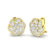 Stud Earrings with Flower Swirl Diamond Cluster - 1.25ct in 10K/14K gold and platinum with certified lab-grown or natural diamonds