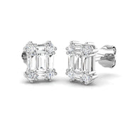 Gold Baguette and Brilliant Diamond Earrings - 0.5ct to 1ct in 10K/14K gold and platinum with certified lab-grown or natural diamonds