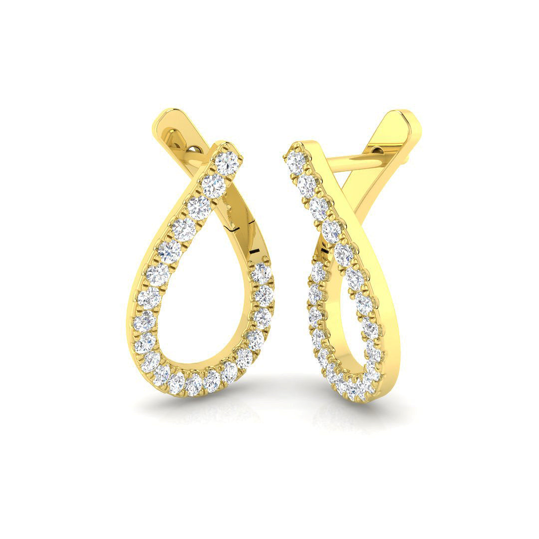 Stunning 0.5 - 2.0Ct Diamond Twist Teardrop Earrings in in 10K/14K gold and platinum with certified lab-grown or natural diamonds