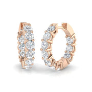 3 Ct Round Diamond Hoop Earrings in 10K/14K gold and platinum with certified lab-grown or natural diamonds