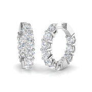 3 Ct Round Diamond Hoop Earrings in 10K/14K gold and platinum with certified lab-grown or natural diamonds