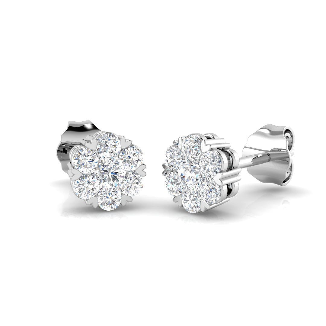 Lab Grown & Natural Diamond Cluster Huggie Stud Earrings in 10K/14K gold and platinum with certified lab-grown or natural diamonds