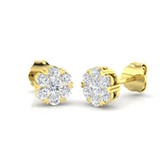 0.5ct Cluster Diamond Stud Earrings in 10K/14K gold and platinum with certified lab-grown or natural diamonds