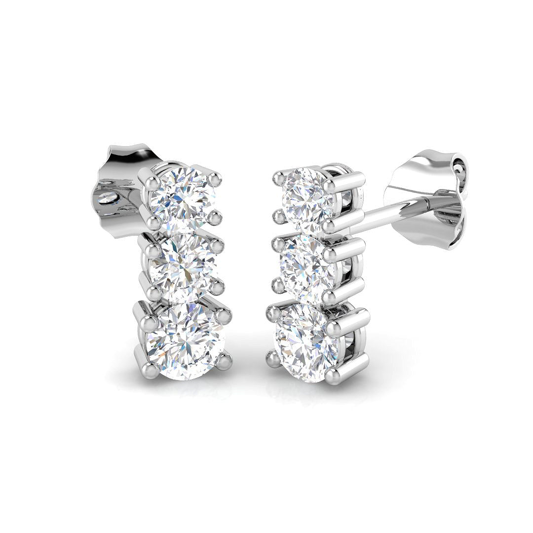 Ensly 0.5ct to 1.75ct Gold Drop & Trilogy Diamond Earrings in 10K/14K gold and platinum with certified lab-grown or natural diamonds