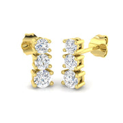 Ensly 0.5ct to 1.75ct Gold Drop & Trilogy Diamond Earrings in 10K/14K gold and platinum with certified lab-grown or natural diamonds