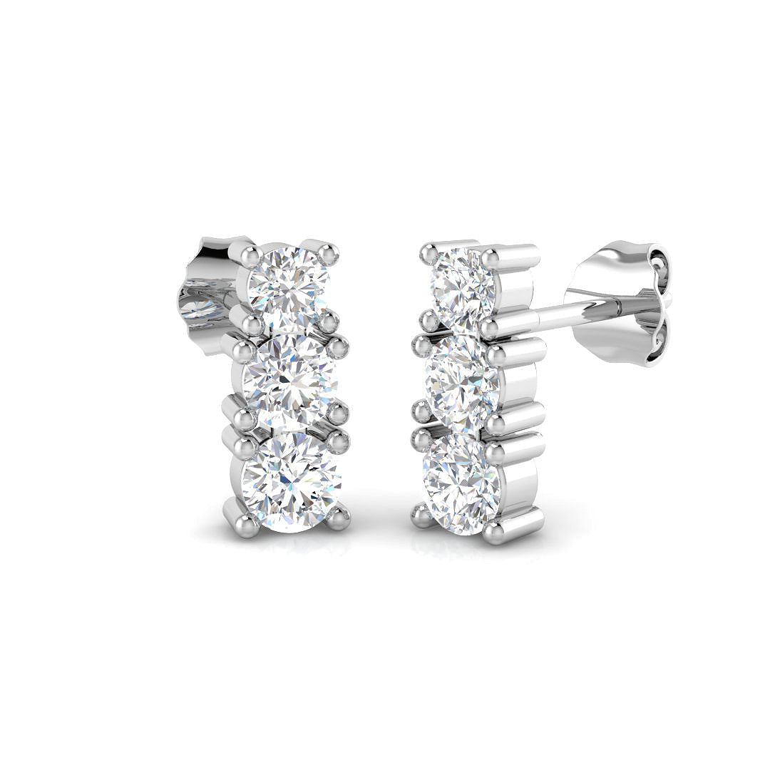 Ensny Gold Diamond Drop Trilogy Earrings 1ct - Elegant Luxury Jewelry in 10K/14K gold and platinum with certified lab-grown or natural diamonds