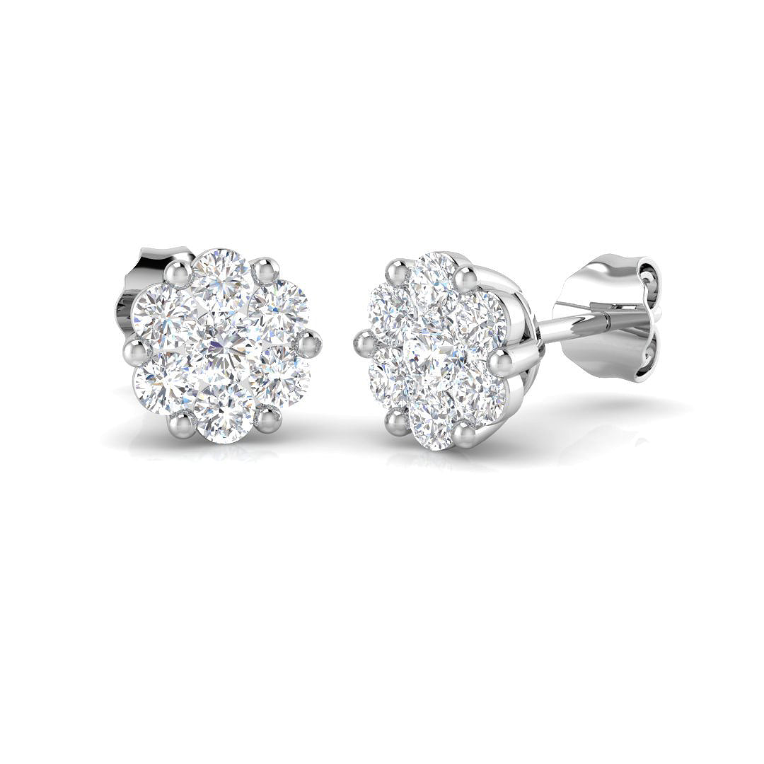 Lab-Grown Round Cluster Stud Earrings in 10K/14K gold and platinum with certified lab-grown or natural diamonds