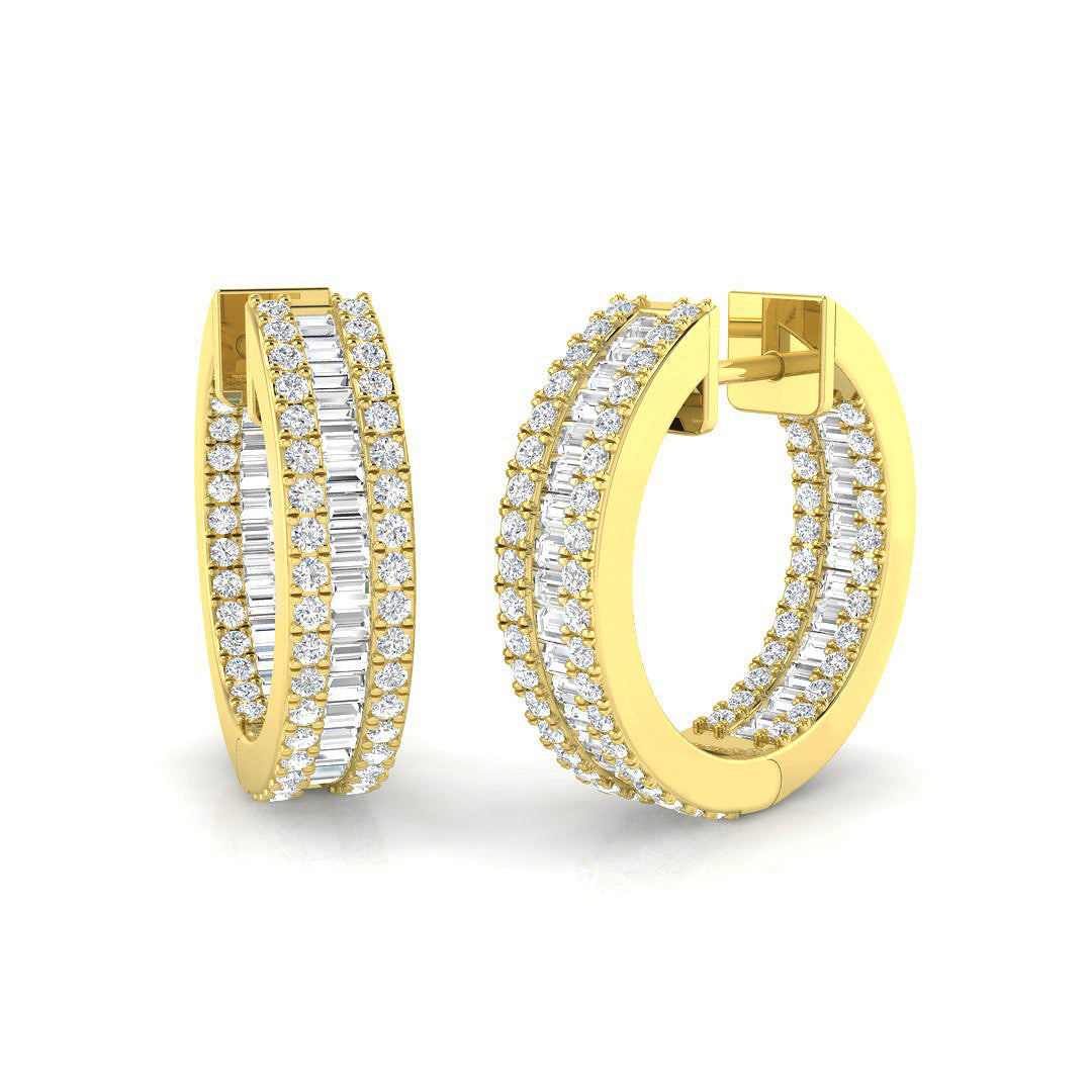 Blyth Luxury Gold Diamond Baguette & Brilliant Earrings 1.5ct-5.5ct in 10K/14K gold and platinum with certified lab-grown or natural diamonds