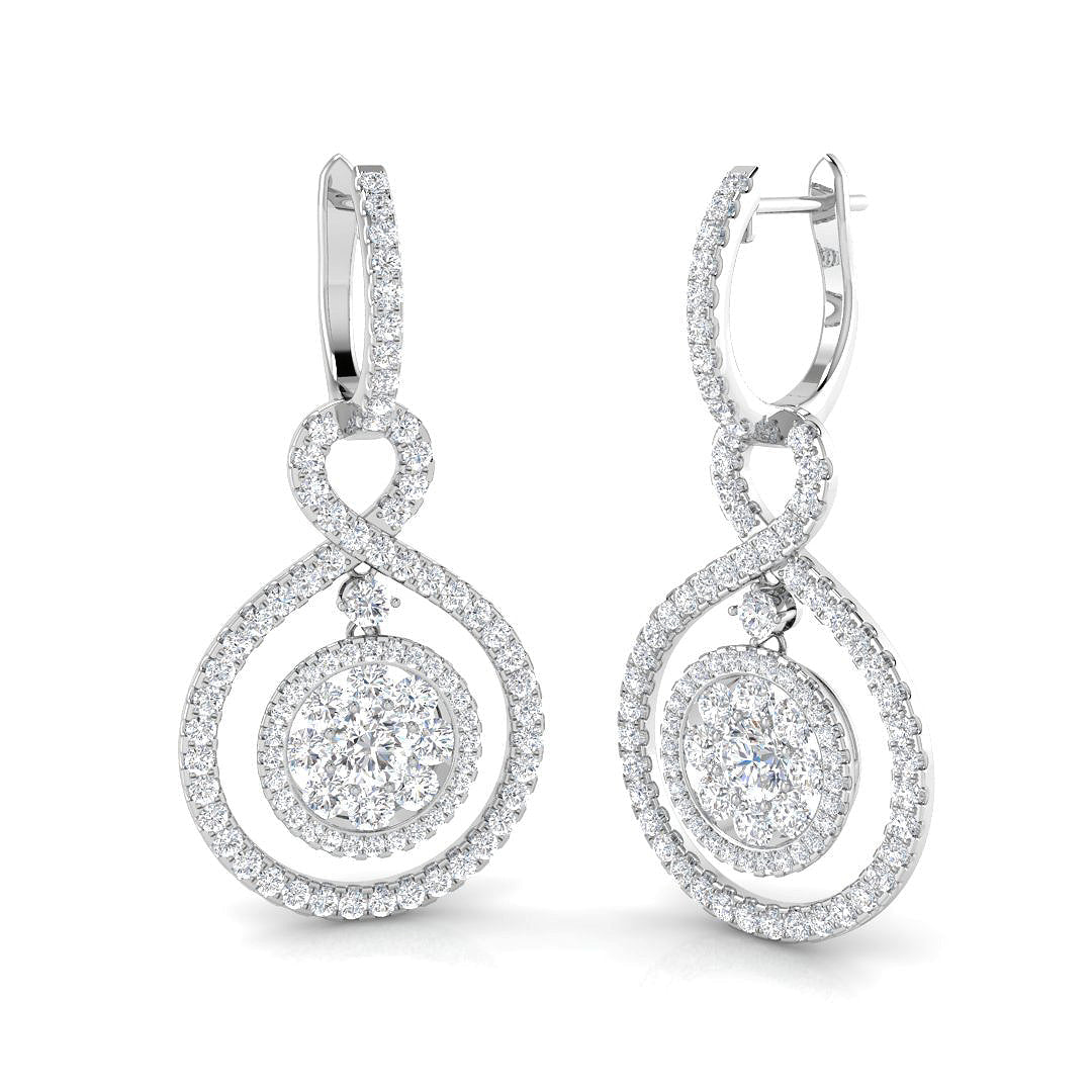 Tastefully Combined Diamond Earring 2.5 ct Platinum, , , Yellow & in 10K/14K gold and platinum with certified lab-grown or natural diamonds