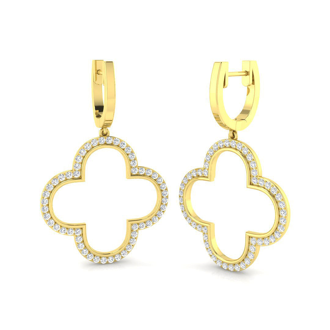 Elegant 0.5ct Gold Drop & Trilogy Diamond Earrings - Slippy Style in 10K/14K gold and platinum with certified lab-grown or natural diamonds