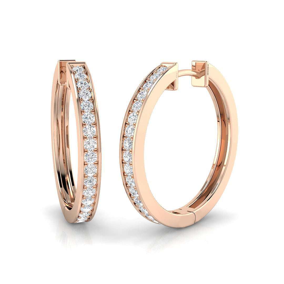 0.5 Ct Diamond Hoop Earrings in 10K/14K gold and platinum with certified lab-grown or natural diamonds
