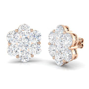 Lab-Grown Round Cluster Stud Earrings in 10K/14K gold and platinum with certified lab-grown or natural diamonds