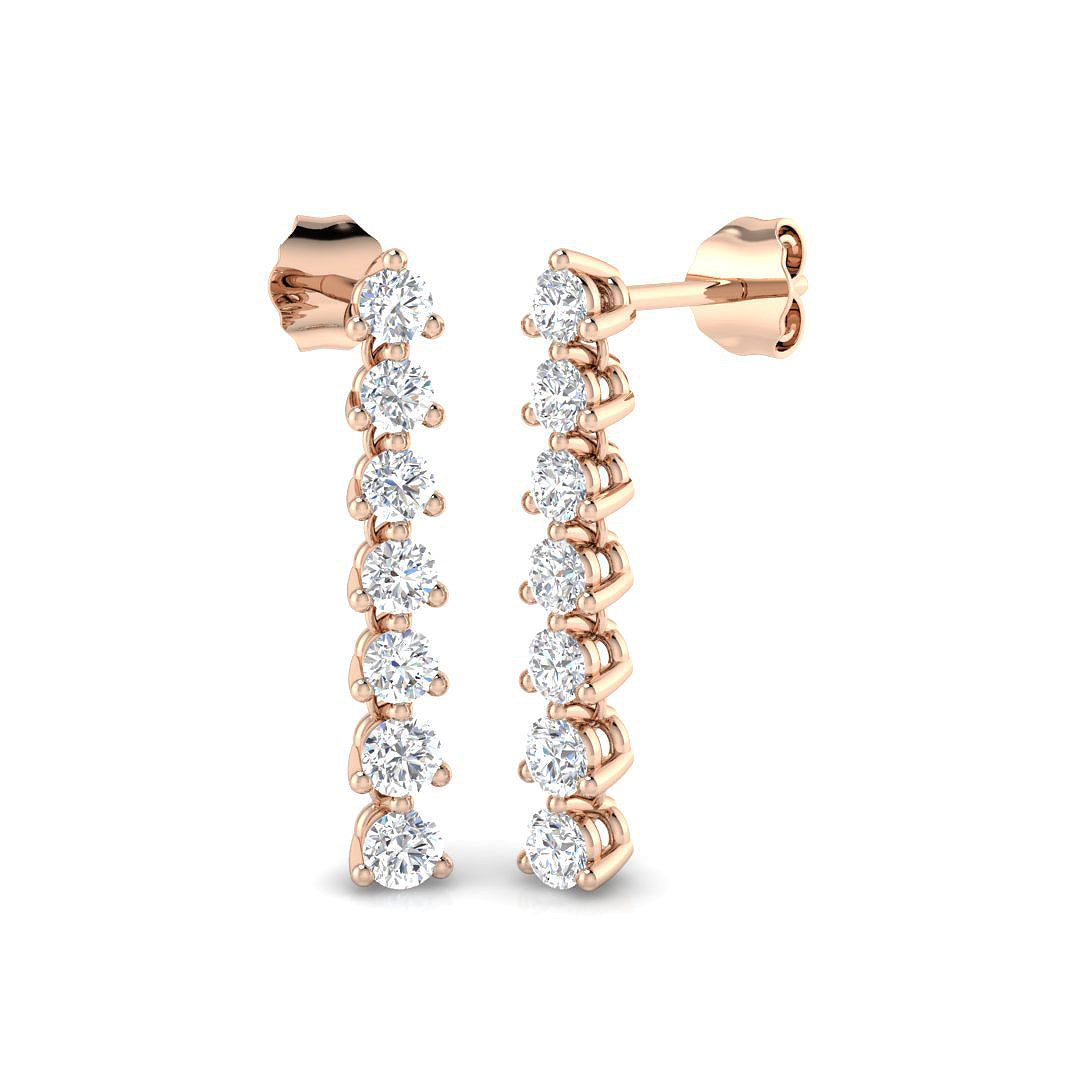 Skillfully Combined Diamond Earring 0.75 ct Platinum, , , Yellow & in 10K/14K gold and platinum with certified lab-grown or natural diamonds