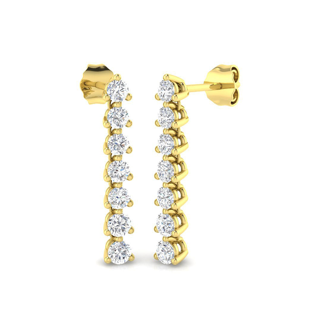 Cutey Diamond Drop & Trilogy Earrings in 10K/14K gold and platinum with certified lab-grown or natural diamonds