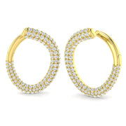 Stunning 1.0Ct Triple Row Diamond Hoop Earrings in 10K/14K gold and platinum with certified lab-grown or natural diamonds